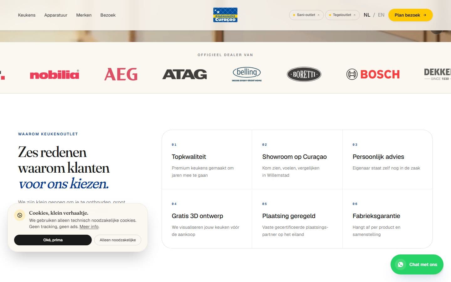 Merkencatalogus-sectie van Keukenoutlet met Schüller, Nobilia, Bosch en meer