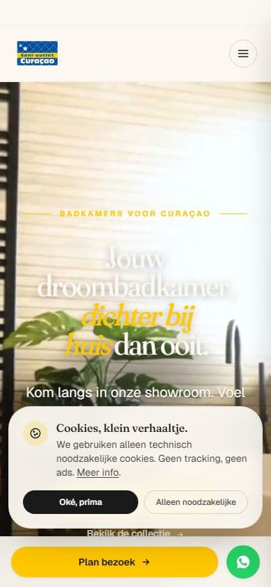 Mobiele weergave van de homepage van Sanioutlet Curaçao
