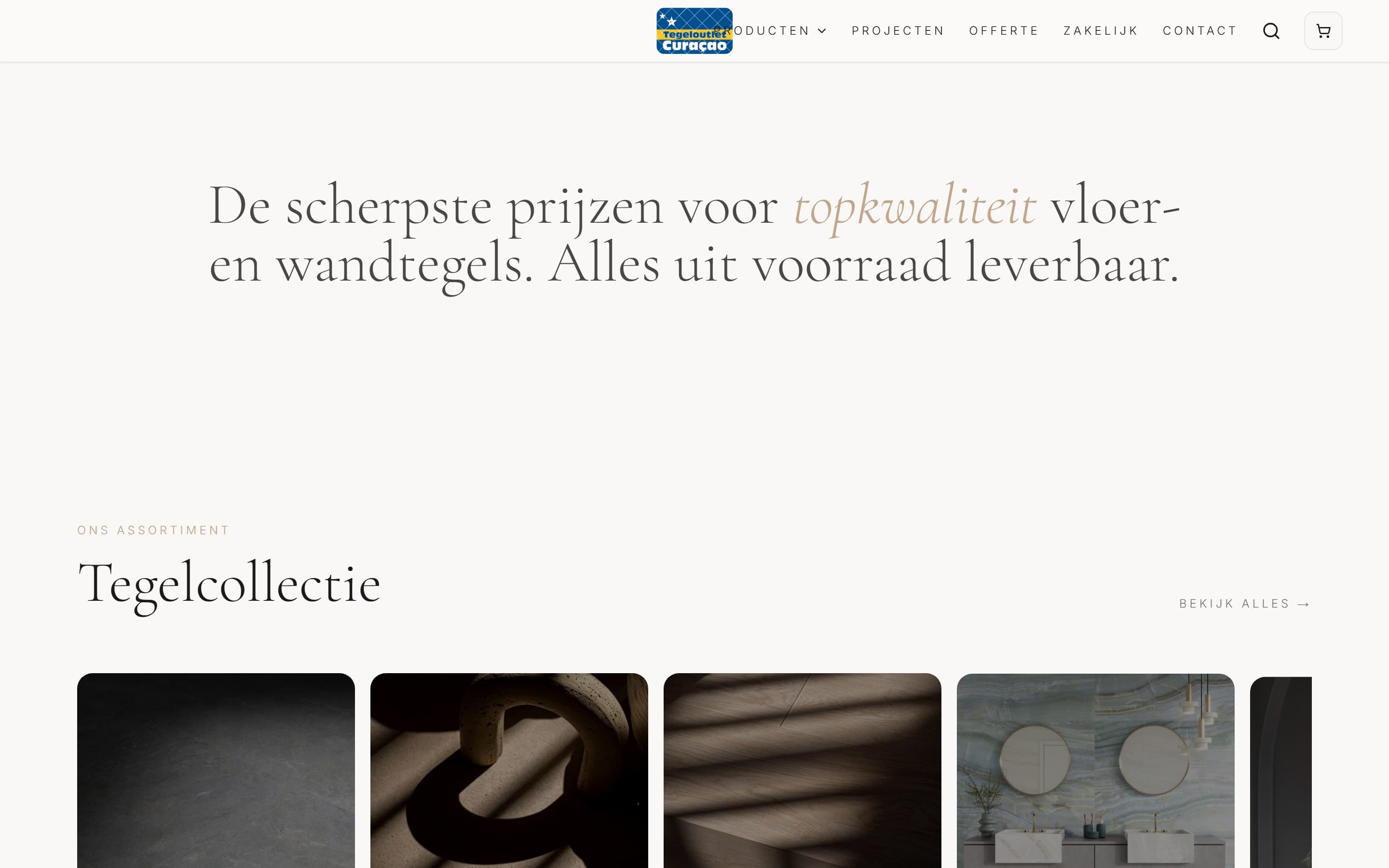 Tegelcollectie-sectie van Tegeloutlet op de homepage