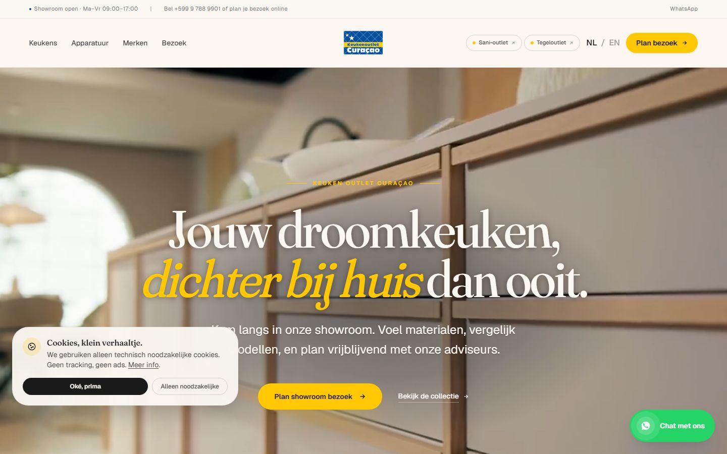 Keukenoutlet Curaçao — homepage hero