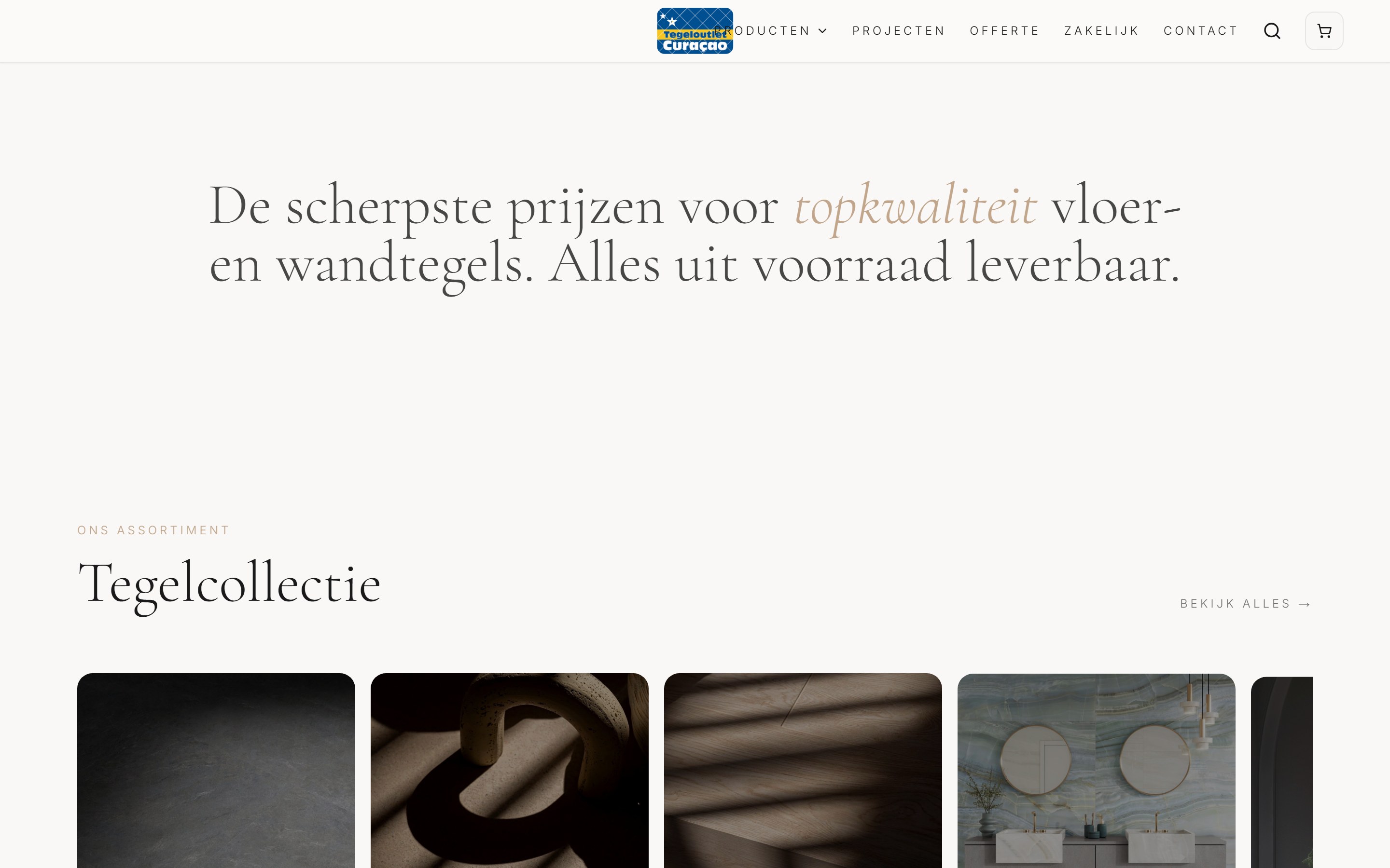 Tegeloutlet tile collection section on the homepage